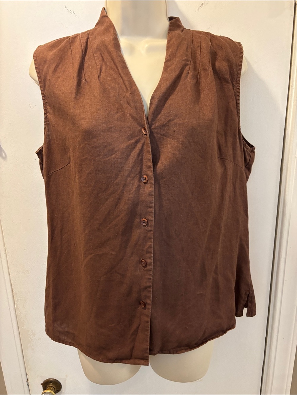 Ecologie large linen Sleeveless Button Front Top 26-168